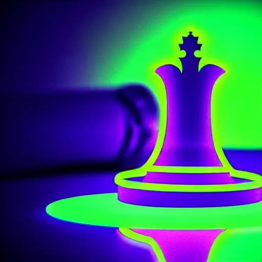 Prompt: vintage instamatic photo of a queen chess piece made of a coil of neon lights resting on reflective glass , sublime, Isometric 3D Fantasy, smooth 3D Illustration, Cinematic Matte Painting, soft render,