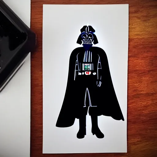 Image similar to a sticker illustration of darth vader with abs
