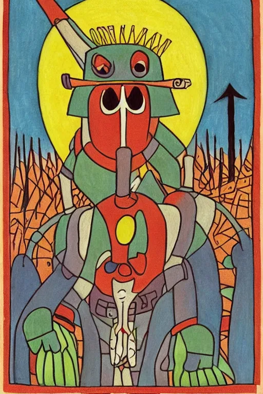 Image similar to abaporu from tarsila do amaral, drawn as a giant, guts from berserk staring at her while holds his sword, manga art style, berserk art style