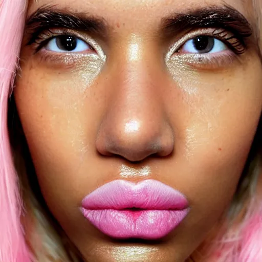 Image similar to a women with cake sprinkles on her lips, trending on Instagram, extreme closeup