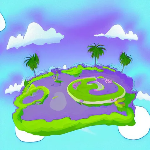 Image similar to purple floating island cartoon app background artwork, digital art, award winning