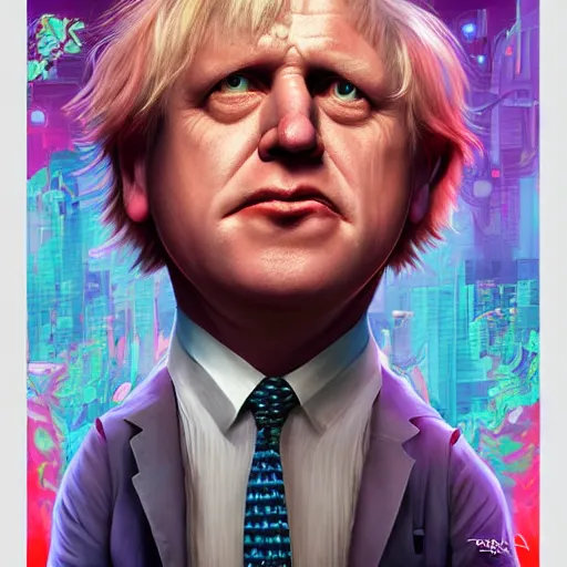 Image similar to lofi biopunk Boris Johnson portrait Pixar style by Tristan Eaton Stanley Artgerm and Tom Bagshaw.