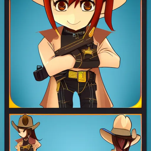 Image similar to sheriff character, chibi, anime