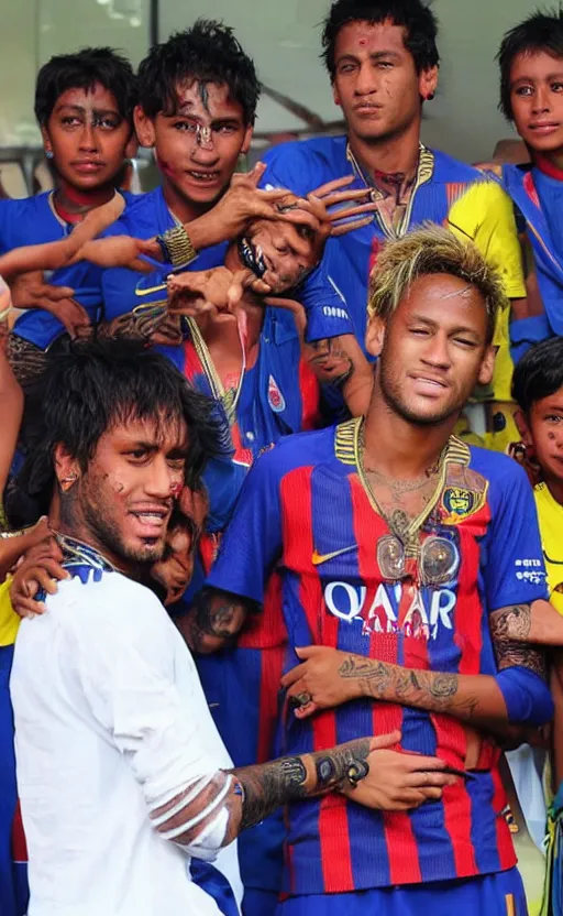 Image similar to neymar jr. with muori face tribals