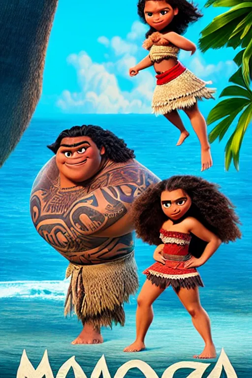 Prompt: a movie poster for Moana in Manhattan