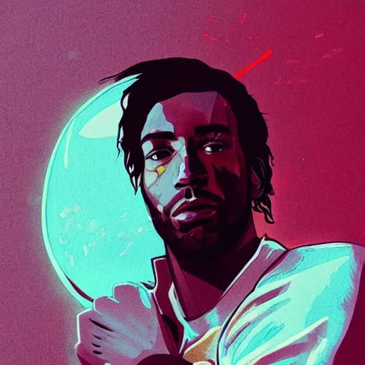 Image similar to a portrait of kawhi leonard holding a basketball by conrad roset, hyperdetailed, cyberpunk, cool, cybernetically enhanced, trending on artstation