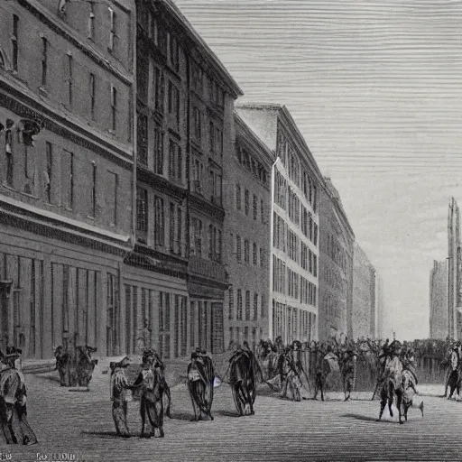 Prompt: photograph of a new york city street in 1 8 0 0