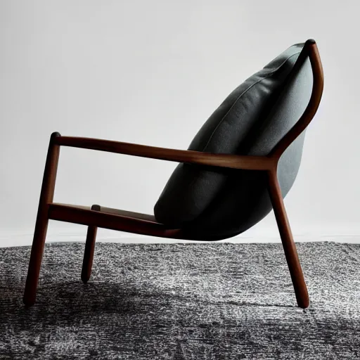 Prompt: product photo of a crescent moon armchair