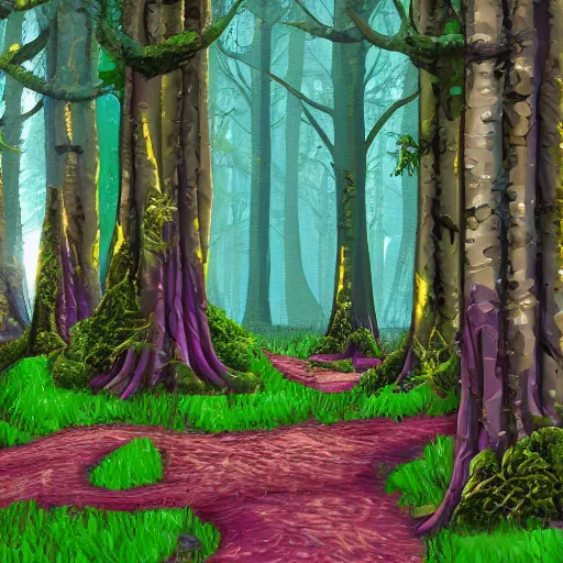 Prompt: magical forest in the style of friedpixels