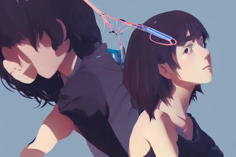 Image similar to badminton, expert high detail concept art character design, perfect proportions defined faces, vivid colors, photorealistic shaded lighting poster ilya kuvshinov, katsuhiro, makoto shinkai, wlop, loish and clamp style, trending on art station, best selling artist