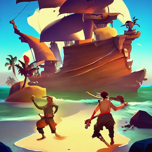 Image similar to painting treasure on sea of thieves game smooth median photoshop filter cutout vector, behance hd by jesper ejsing, by rhads, makoto shinkai and lois van baarle, ilya kuvshinov, rossdraws global illumination