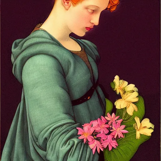 Image similar to a lot of flowers morphing in a beautiful girls face, film still by wes anderson, depicted by pontormo, limited color palette, very intricate, art nouveau, highly detailed, lights by hopper, soft pastel colors, minimalist