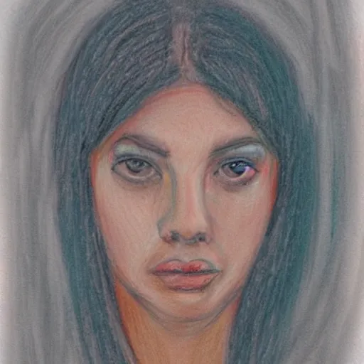 Prompt: female portrait, crayon