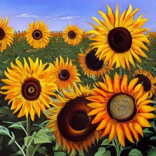 Image similar to dali's painting of sunflowers