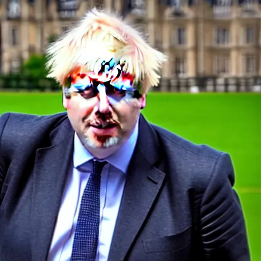 Image similar to A long shot of Boris Johnson in a tank, 4k, ultra HD