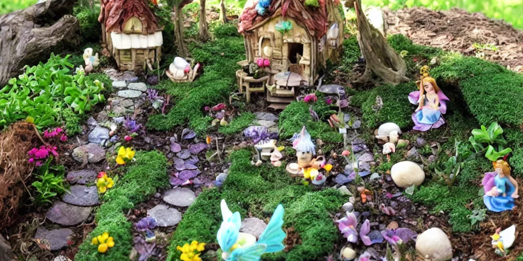 Prompt: whimsical fairy garden