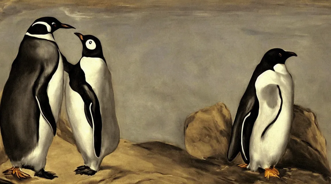 Image similar to Linux Tux penguin wallpaper painted by El Greco