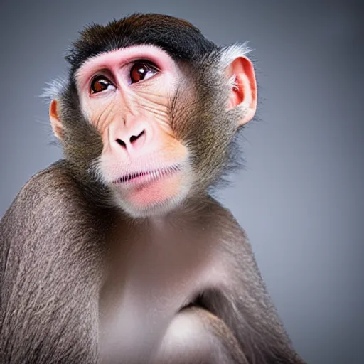 Prompt: funny monkey wearing makeup, full body picture, studio lighting, real picture