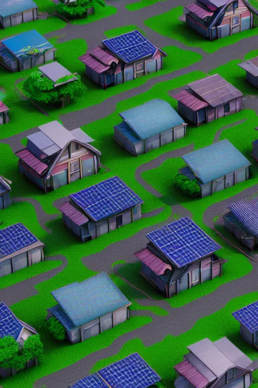 Image similar to stacked houses, solarpunk, studio ghibli, octane render, 4 k