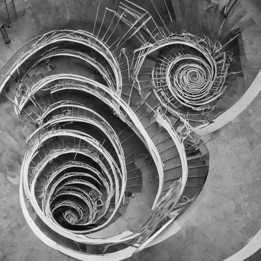 Prompt: spiral stairscase going down deep in a hole, by etienne - louis boullee, leica, high quality, high detailed