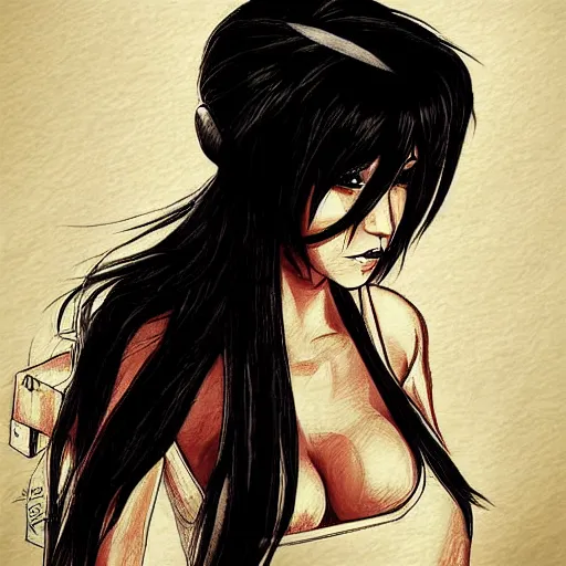 Prompt: head and shoulders artwork of tifa lockhart, trending on artstartion