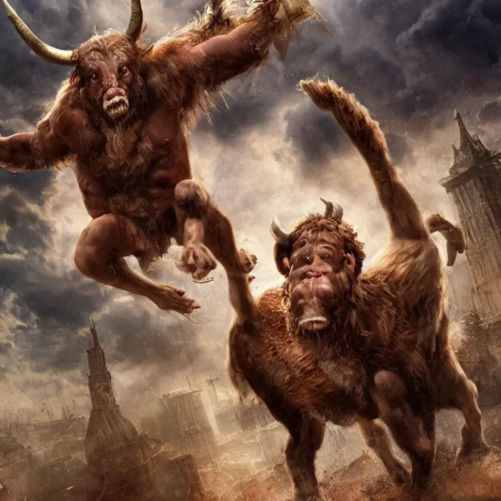 Prompt: john c. reilly as a minotaur, gorgeous art, epic, 8 k,