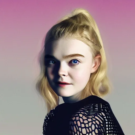 Image similar to elle fanning in the style of an oscilloscope