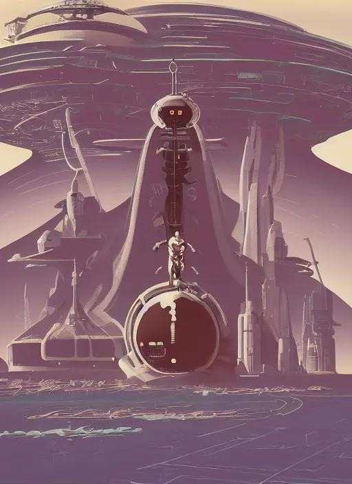 Image similar to atompunk portrait of a futuristic civilization on a strange planet, oddity