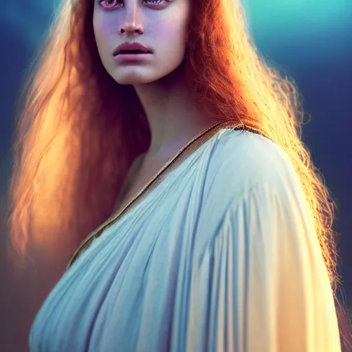 Prompt: photographic portrait of a stunningly beautiful renaissance priestess female in soft dreamy light at sunset, contemporary fashion shoot, by edward robert hughes, annie leibovitz and steve mccurry, david lazar, jimmy nelsson, breathtaking, 8 k resolution, extremely detailed, beautiful, establishing shot, artistic, hyperrealistic, beautiful face, octane render