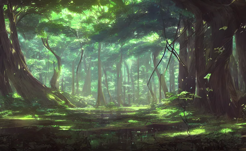 anime scenery forest