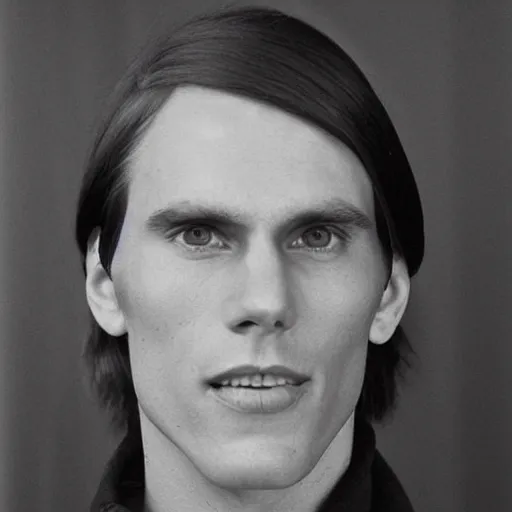 Image similar to A photograph portrait of Jerma985 with short-medium length hair a combover wearing early 1970s menswear in the early 1970s, taken in the early 1970s, grainy, taken on a 1970s Kodak Camera, realistic, hyperrealistic, very realistic, highly detailed, very detailed, extremely detailed, detailed, digital art, trending on artstation, colorized photo