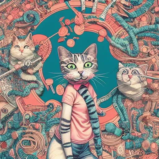 Image similar to crazy cat lady, extremely detailed, sharp focus, wide view, full body shot, smooth, digital illustration, by james jean, by rossdraws, frank franzzeta, sakimichan