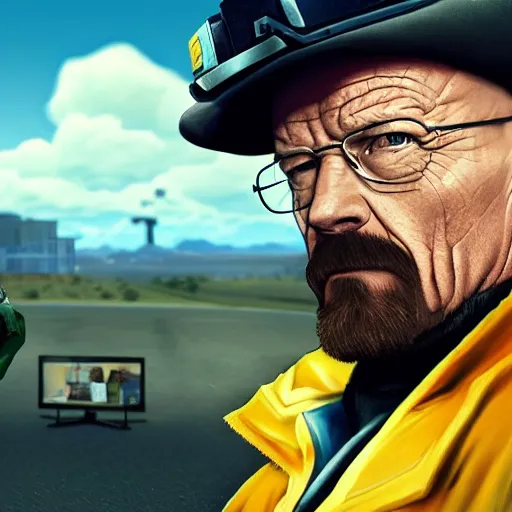 Image similar to walter white with the overwatch team