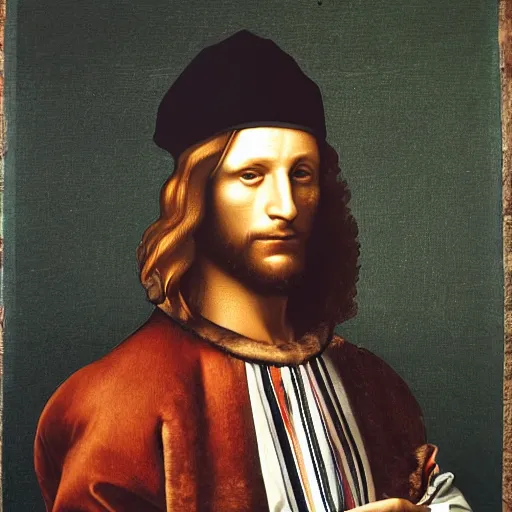 Prompt: lapo elkann painted by leonardo da vinci