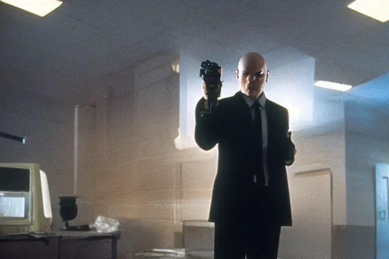 Prompt: agent 4 7 to check his email submerged in translucent goo, over the shoulder perspective, in 1 9 8 5, y 2 k cybercore, industrial low - light photography, still from a kiyoshi kurosawa movie