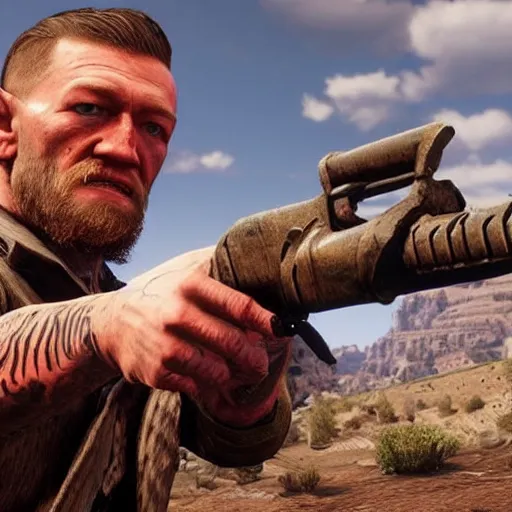 Prompt: Connor McGregor in red dead redemption 2 very detailed 4k quality super realistic