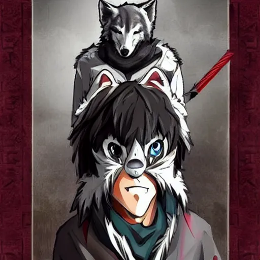 Prompt: Assassin with wolf mask, anime style