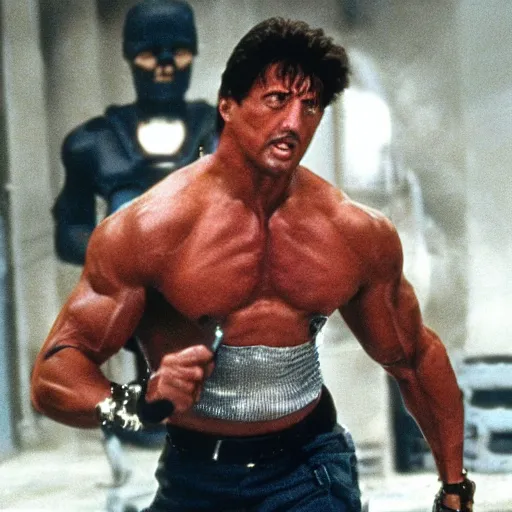 Image similar to Silvester Stallone as the Terminator