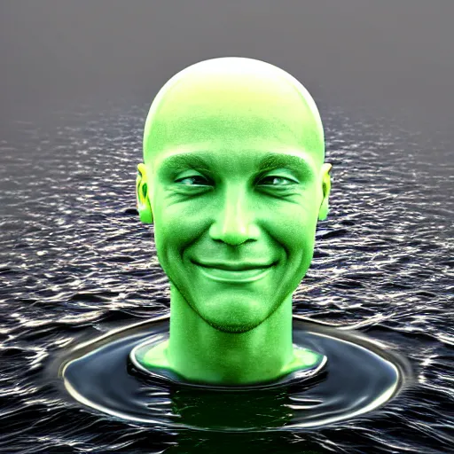 Image similar to icon of a realistic human head made out of water