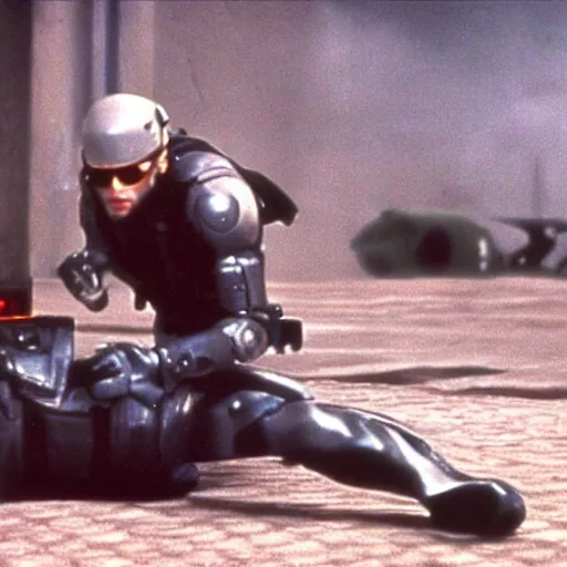 Image similar to movie still from metal gear the movie 1 9 8 7