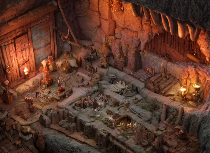 Image similar to detailed octane render of a claymation isometric diorama of moria, balrog, gandalf, detailed, by joop geesink, wes anderson, jim henson, brian froud, breathtaking, 8 k resolution, beautiful lighting, studio light, extremely detailed, establishing shot, realistic materials, hyperrealistic