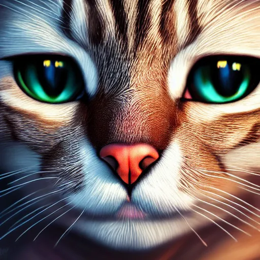 Image similar to highly detailed closeup portrait of a cat, in disney, stephen bliss, unreal engine, art by greg rutkowski, loish, rhads, ferdinand knab, makoto shinkai and lois van baarle, ilya kuvshinov, rossdraws, tom bagshaw, global illumination, radiant light, detailed and intricate environment