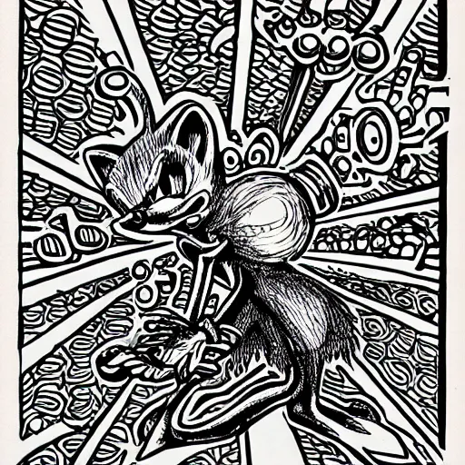 Image similar to low angle shot of Sonic the Hedghehog, ink drawing by Robert Crumb, intricate, elegant, highly detailed, centered, digital painting, artstation, concept art, smooth