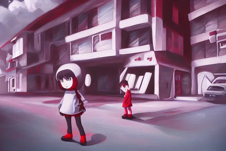 Prompt: infinitely detailed oil painting by emi kuraya of yume nikki, atmospheric