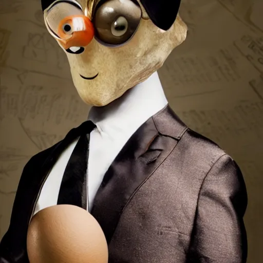Prompt: Egg-headed man in a tuxedo