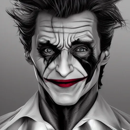 Prompt: Hugh Jackman is The Joker, hyperdetailed, artstation, cgsociety, 8k