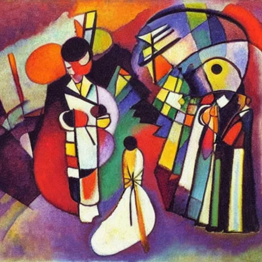 Prompt: wedding day by wassily kandinsky