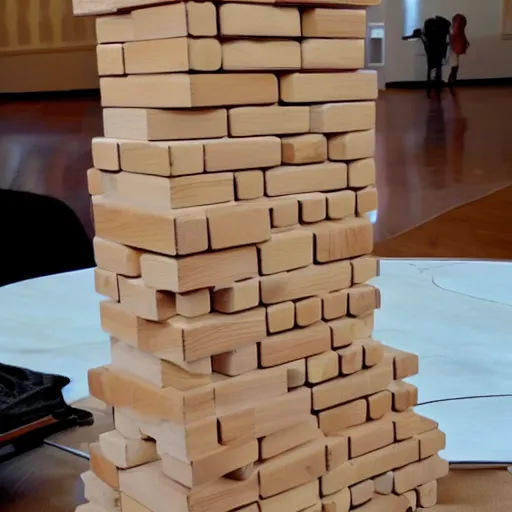 Image similar to Jenga tower designed by Frank Lloyd