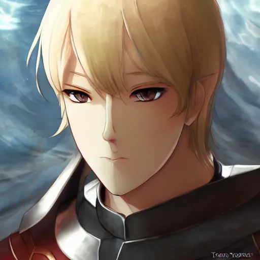 Image similar to portrait of sir bedivere, anime fantasy illustration by tomoyuki yamasaki, kyoto studio, madhouse, ufotable, trending on artstation