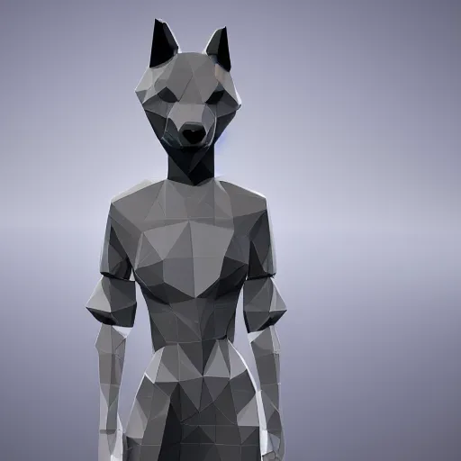 Prompt: Playstation 1 PS1 low poly graphics portrait of furry anthro anthropomorphic wolf head animal person fursona wearing clothes in a futuristic foggy low-poly city alleway